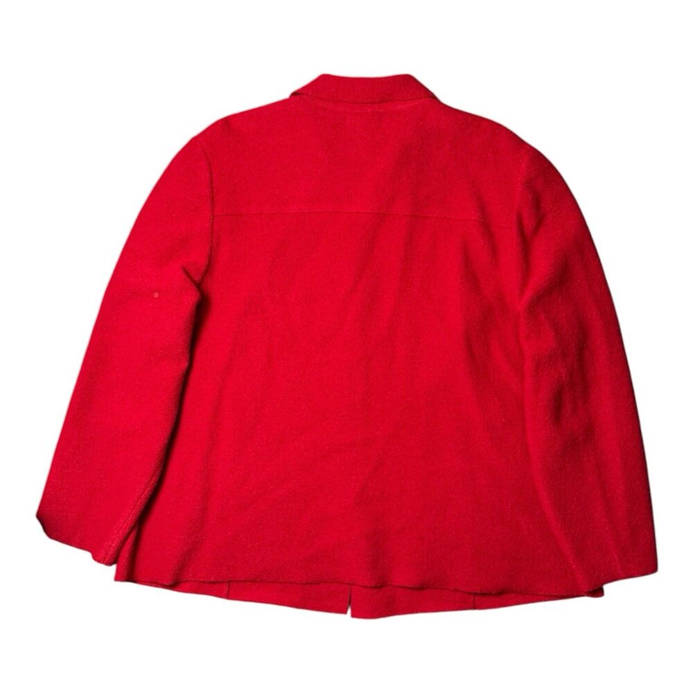 Vtg 90s Lands End Red 100% Broiled Wool Button Front Shirt Jacket Womens Plus 24 - Picture 4 of 7